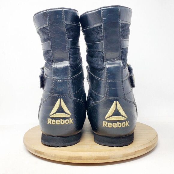 Reebok Boxing Boots Mens 11.5 Buck Black Gold Lace Up Training Athletic Shoes - Picture 9 of 12